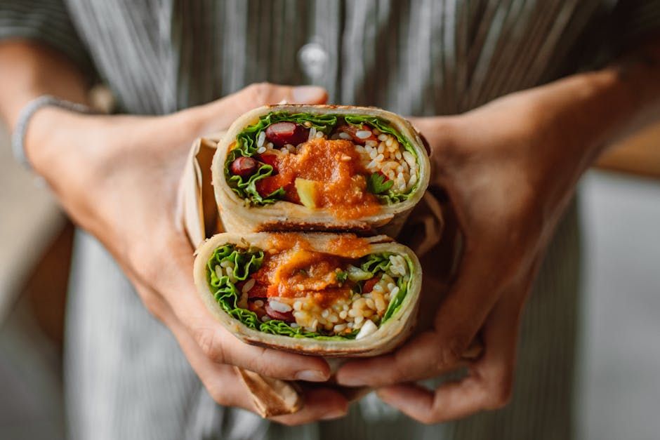 healthy wraps for lunch close up food