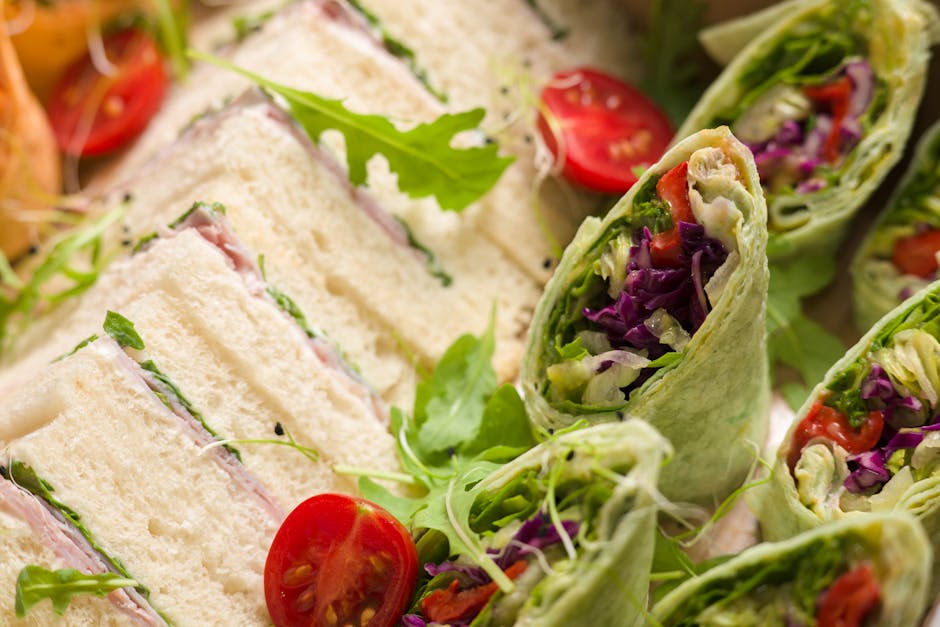 healthy wraps for lunch ingredients flat lay