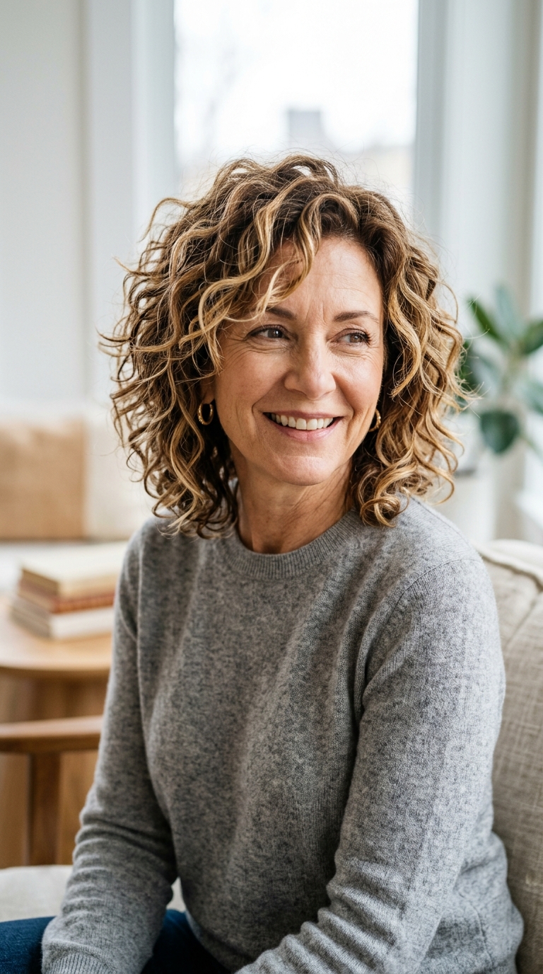Curly Shag with Highlights