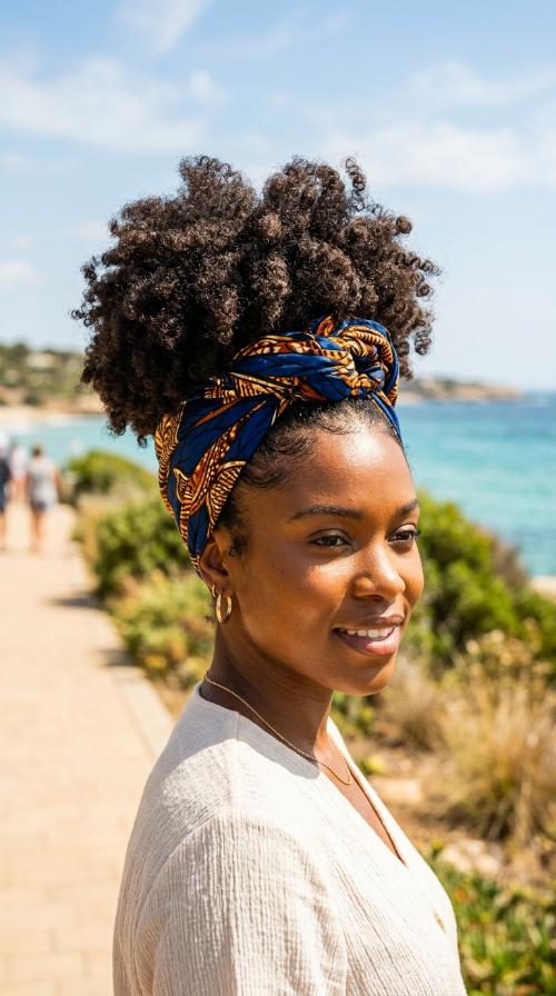 Afro Puff with Headwrap