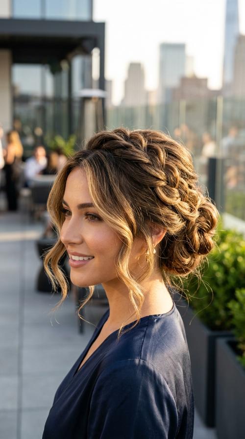 Airy Textured Updo with Face-Framing Pieces
