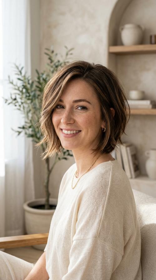 Asymmetrical Textured Bob