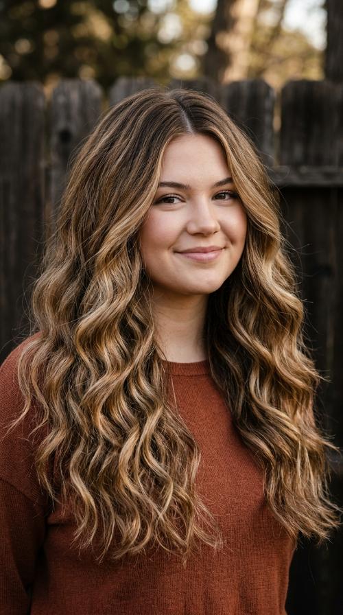 Beach Waves with a Middle Part