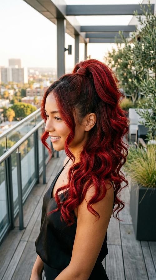 Blood Red High Ponytail