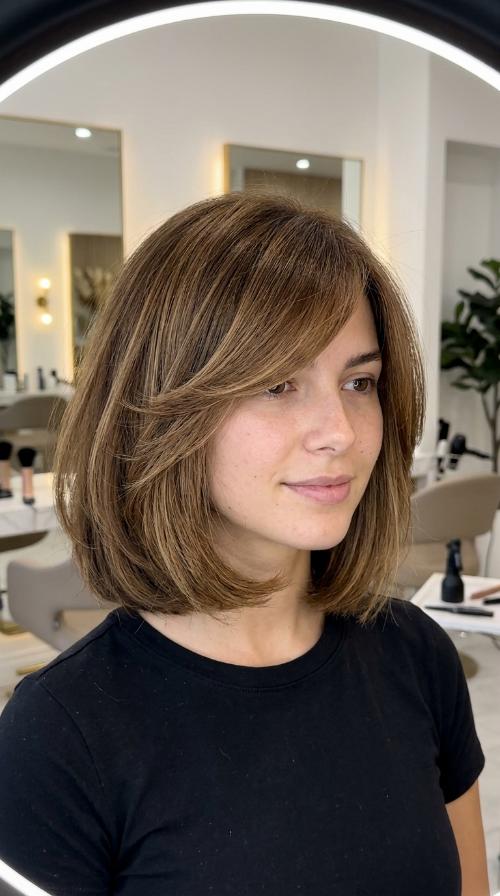 Blunt Bob with Side-Swept Fringe
