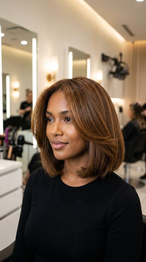Blunt Cut Silk Press Bob
