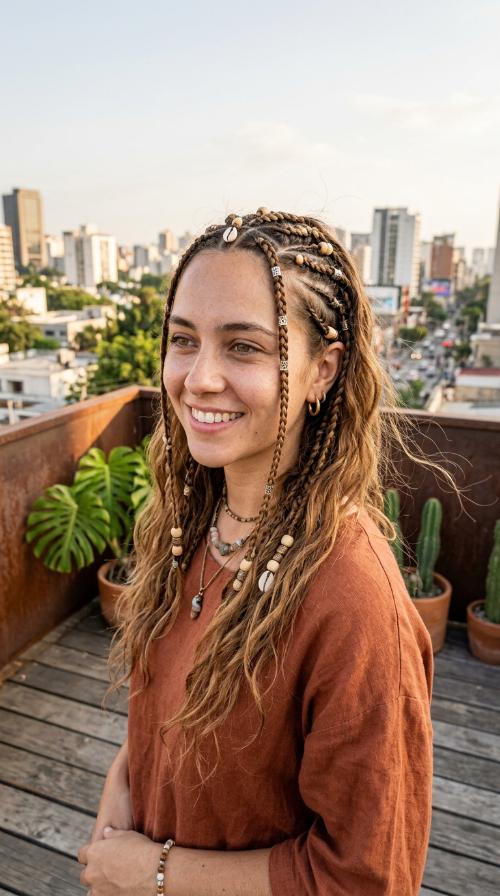 Bohemian Fulani Braids with Wisps