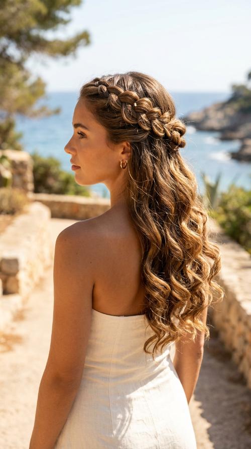 Bohemian Half-Up Crown Braid
