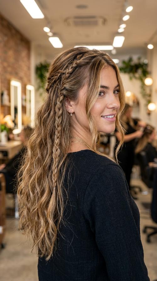 Bohemian Straight with Tiny Braids