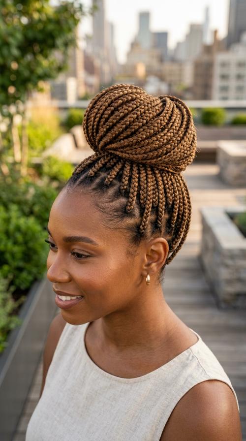 Box Braid High Bun