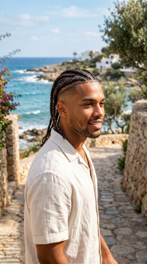 Box Braids with Faded Sides
