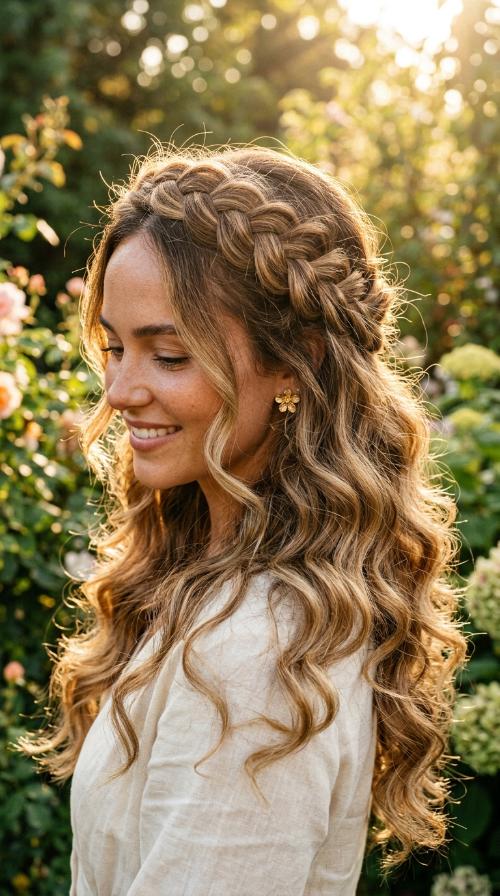 Braided Crown with Flyaways