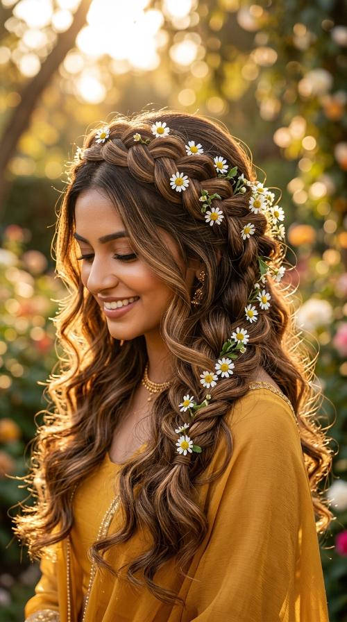 Braided Halo with Daisies