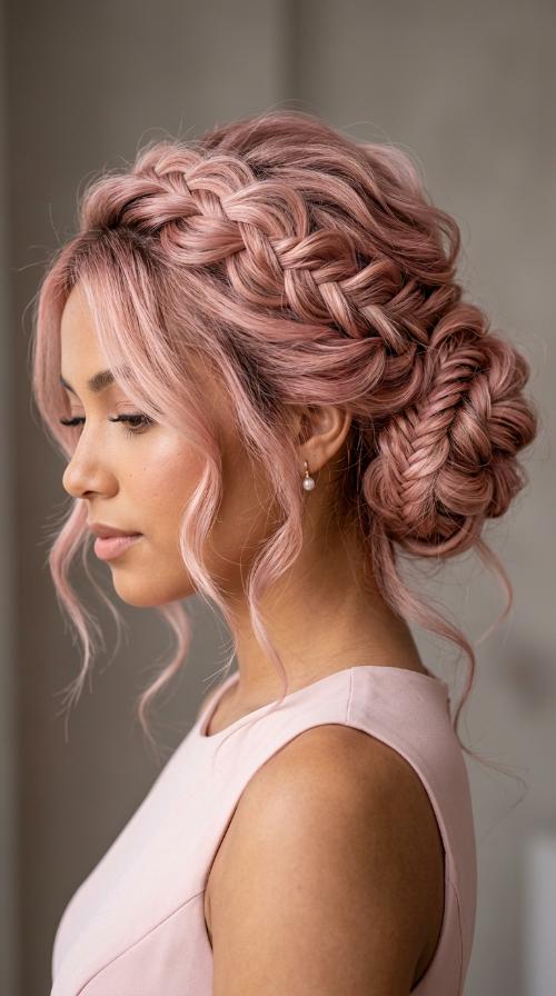 Braided Updo for Blush Pink