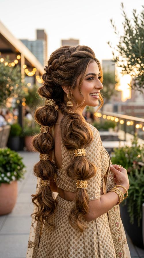 Bubble Braid with Gold Cuffs