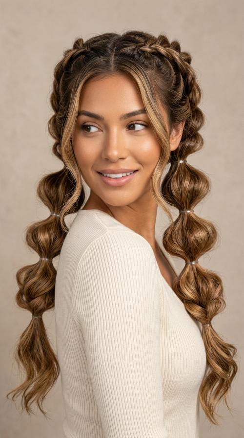 Bubble Braided Pigtails
