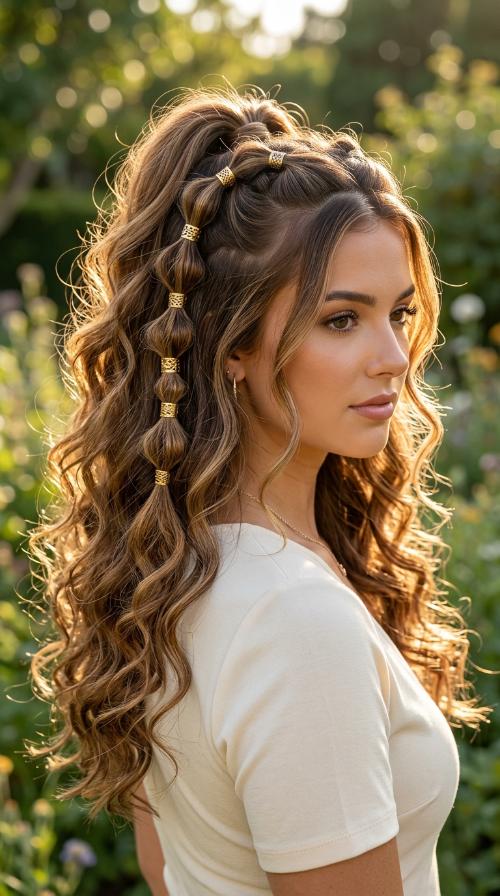 Bubble Braids with Gold Cuffs