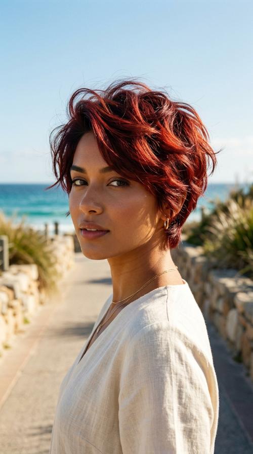 Burgundy Wine Pixie Cut
