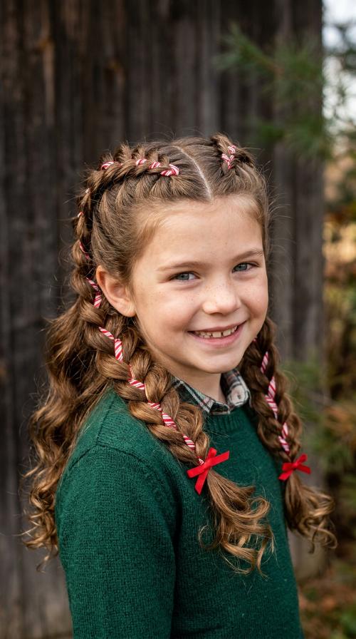 Candy Cane Dutch Braids
