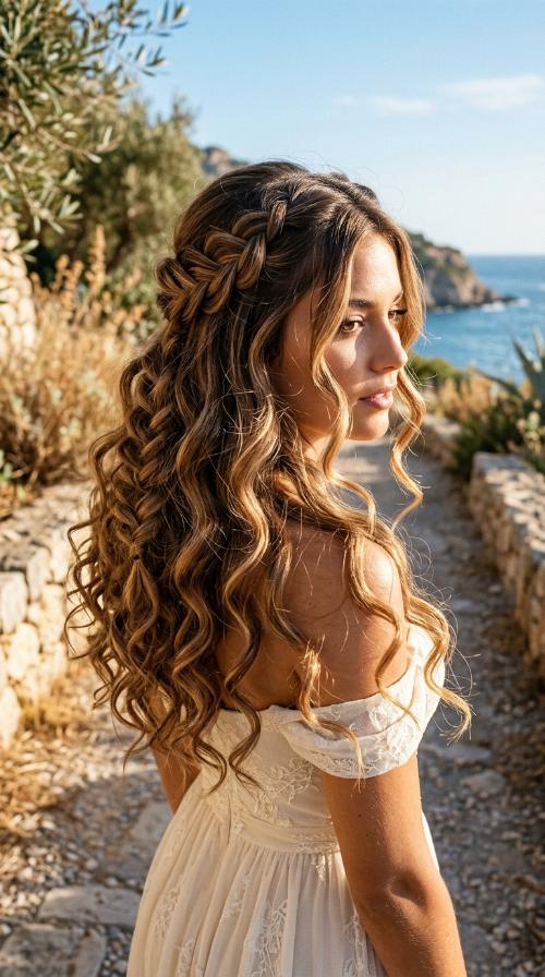 Cascading Curls for Off-the-Shoulder Looks