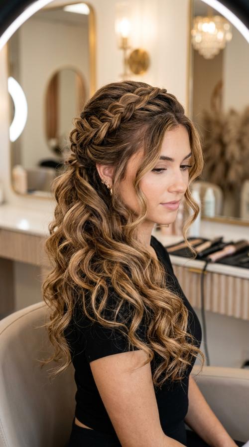 Cascading Side Swept Curls