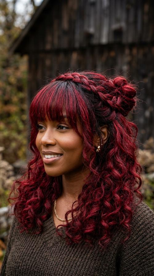 Cherry Red Bob with Bangs