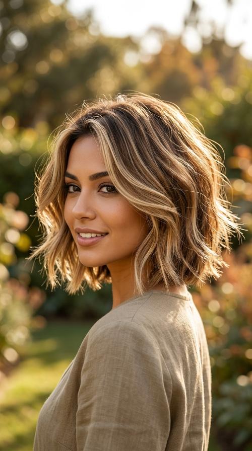 Choppy Bob with Highlights