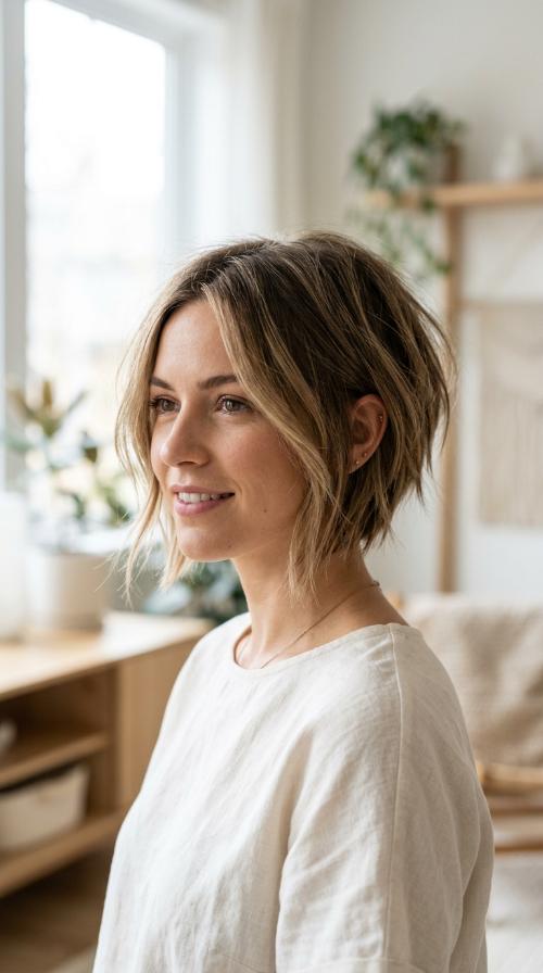 Choppy Inverted Bob for Thin Hair
