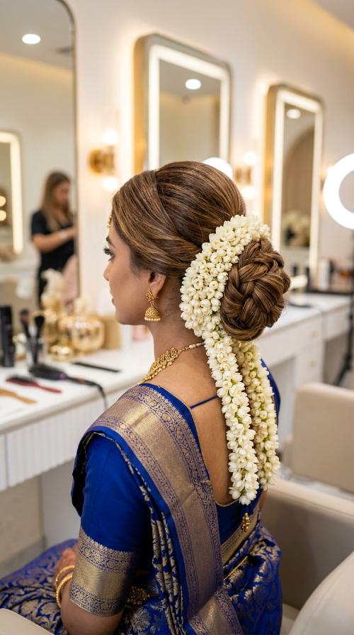 Classic Gajra Bun for Silk Sarees