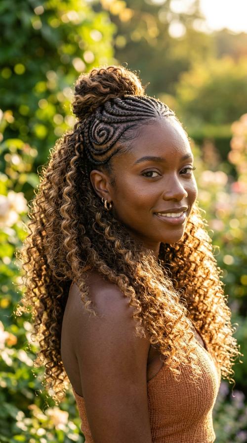 Concentric Circle Crown Cornrows