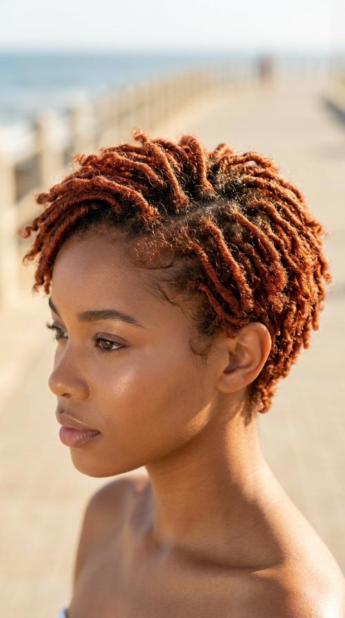 Copper Red Faux Loc Pixie