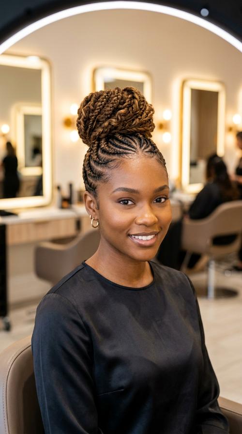 Cornrowed High Bun