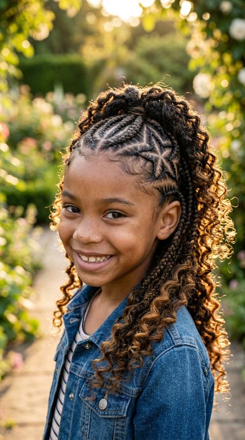 Cornrows with Star Pattern