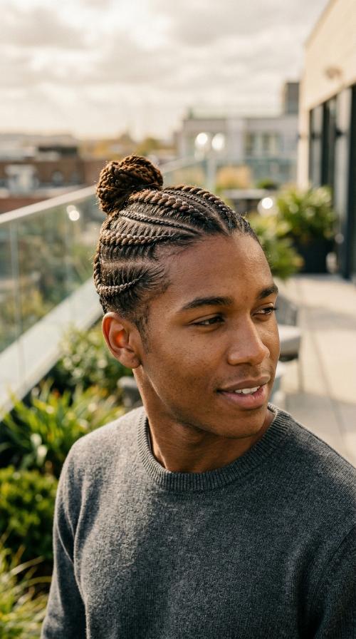 Cornrows with Top Knot
