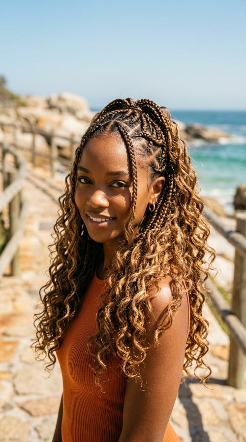 Criss-Cross Diamond Parted Cornrows