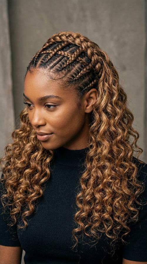 Criss-Cross Front Cornrows