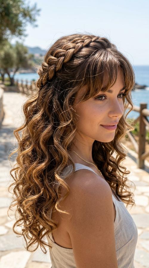 Curls with Bottleneck Bangs
