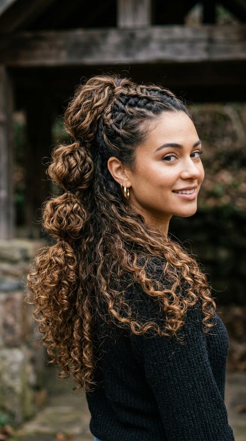 Curly Bubble Ponytail
