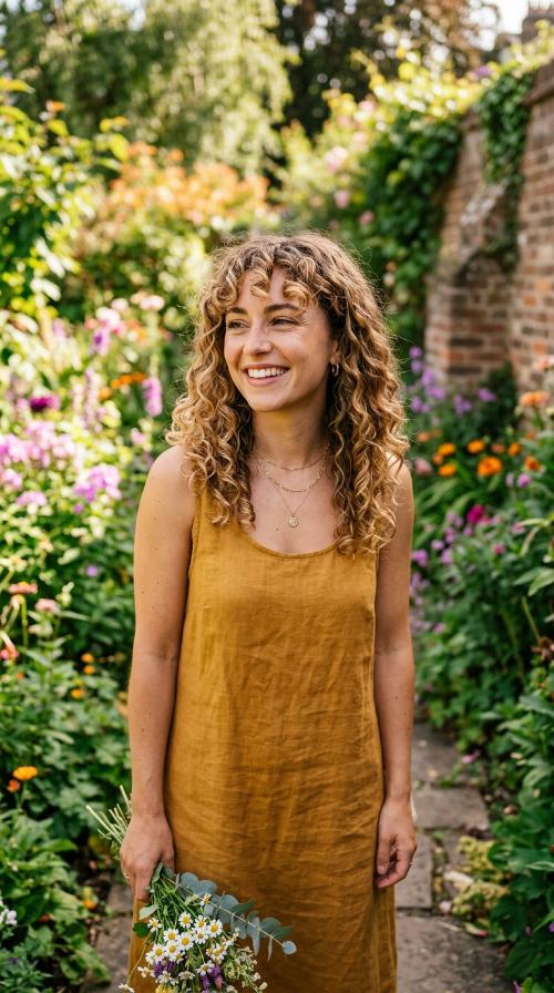 Curly Curtain Bangs