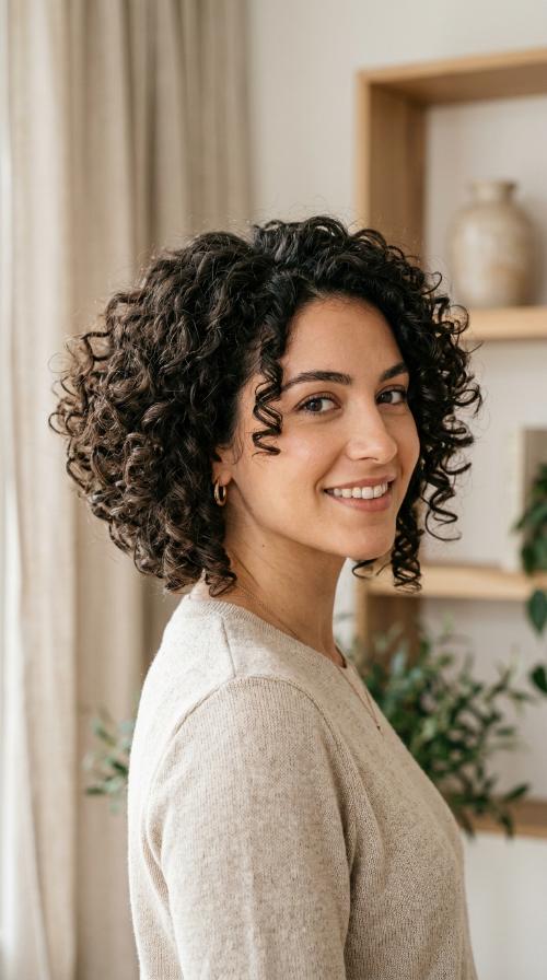 Curly Inverted Bob with Volume