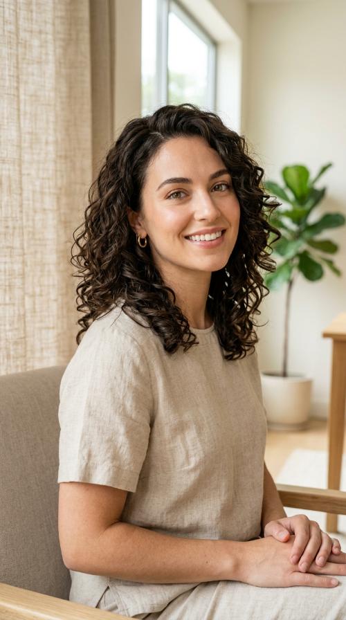 Curly Layered Lob for Definition