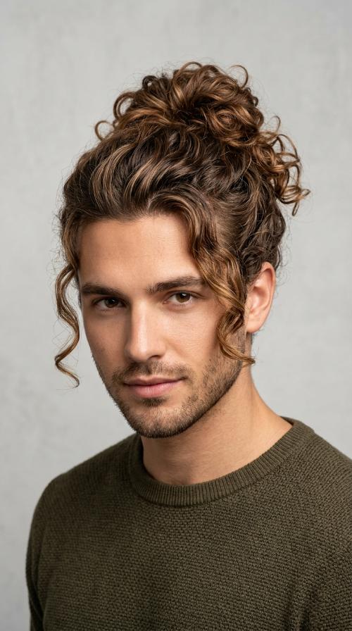 Curly Man Bun