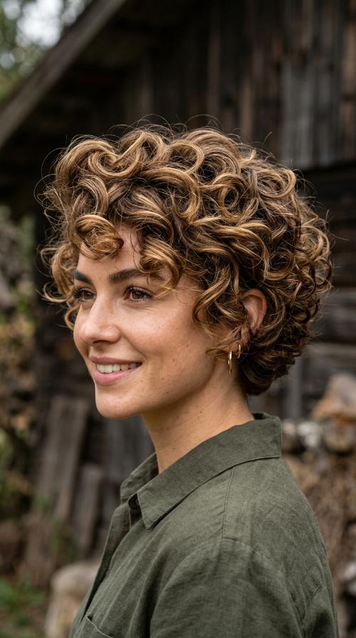 Curly Pixie with Volume