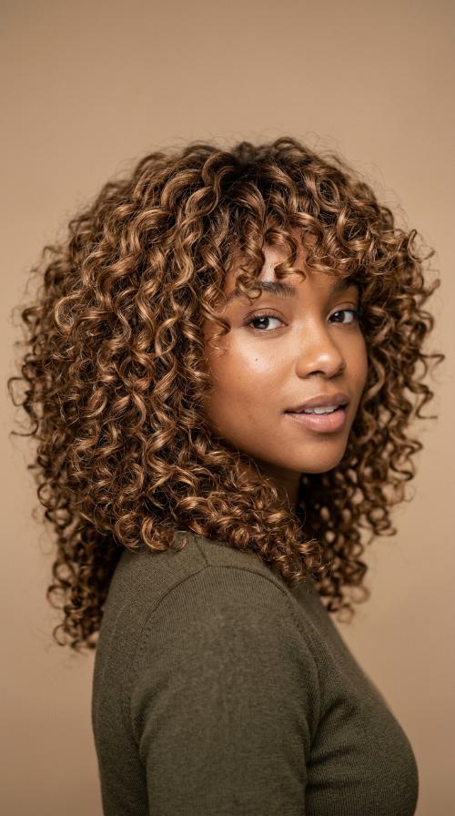 Curly Shag with Bangs