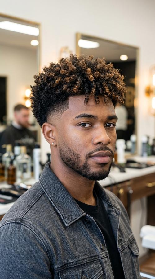 Curly Top Drop Fade