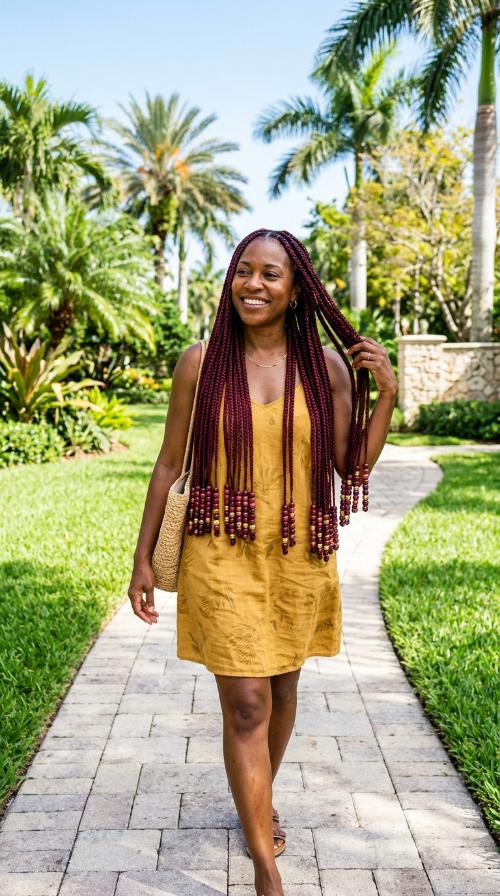 Deep Burgundy with Matching Beads