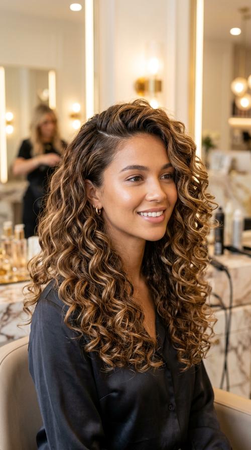 Deep Side Part Curls