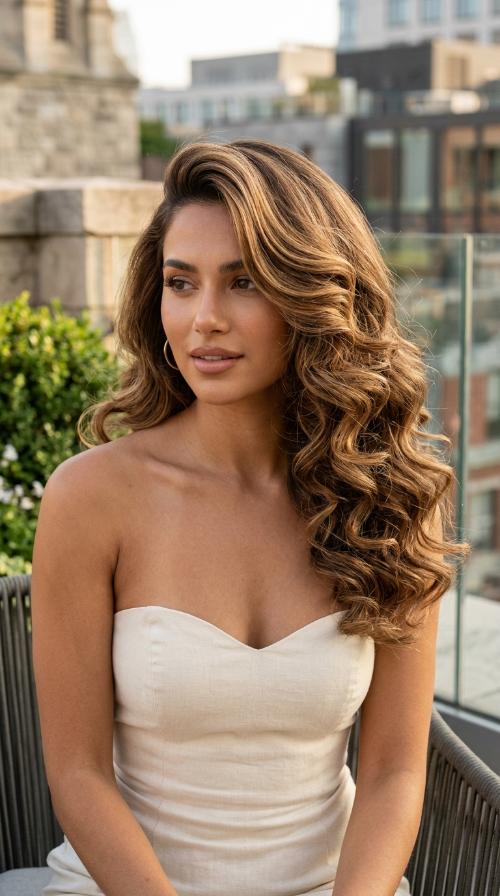 Deep Side Part with Curls