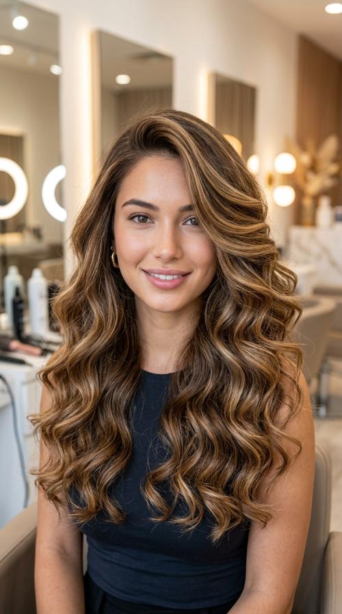 Deep Side Part with Soft Curls
