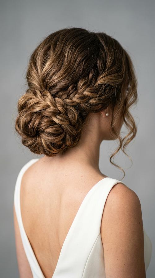 Deep V-Back with a Low Side Bun